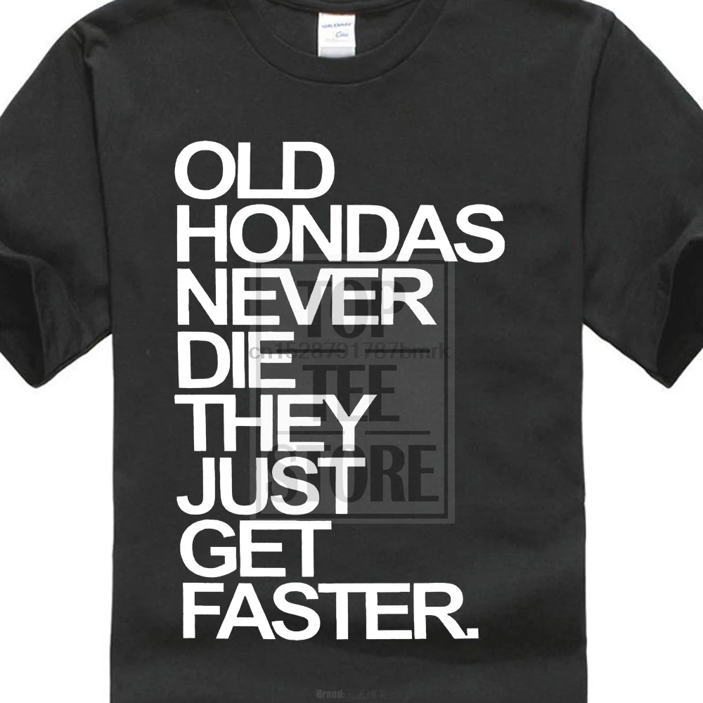 Мужская футболка с круглым вырезом S X Large (Xl) черная надписью Old Hondas Never Die брендовая