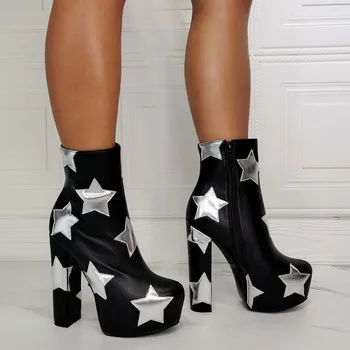 

Brand New Design Chic Cool Big Size 43 Platform Stars Sexy Extreme High Heels Party Ankle Booties Women Shoes Boots Female