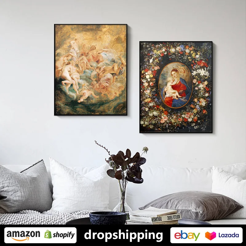 ART ZONE European Retro religion Character Painting prints Wall Art Canvas posters Artwork Home living room Office church Decor | Дом и сад
