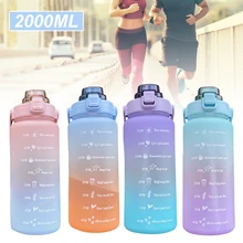 

64oz Large Water Bottle With Straw Time Marker Portable Leakproof Non-Toxic Sports Drinking Bottle For Gym Fitness Camping