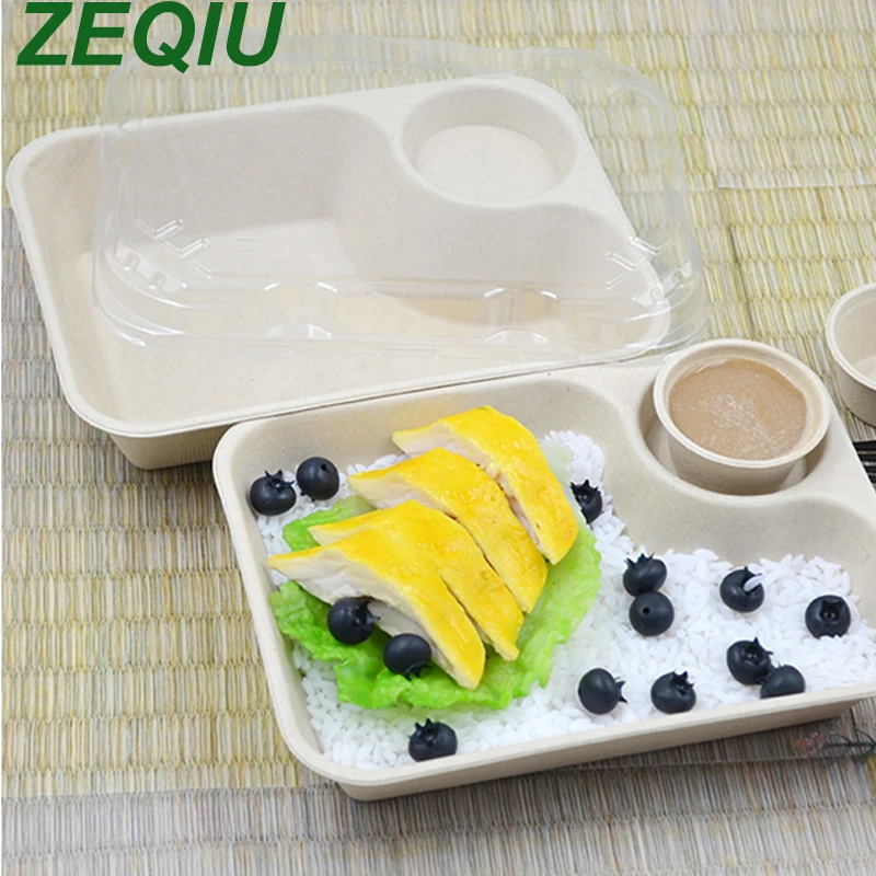 ZEQIU dispomblecompostable контейнер целлюлозы соус чашка подходит для китайской еды макароны и лапши 850 мл/1100 мл