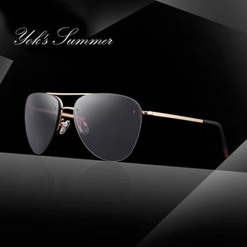 

YOK'S Rimless Pilot Sunglasses Thin Metal Frame Gradient Brown Lens UV400 Coating Driving Shadow Goggles Decoration Glasses 1336