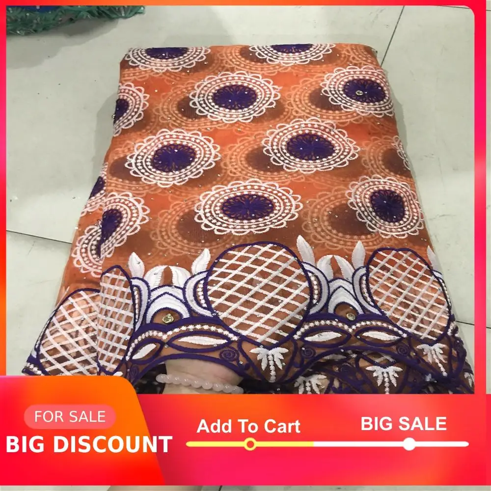 Фабричная оптовая цена кружевная ткань оранжевого цвета для свадебного платья 5