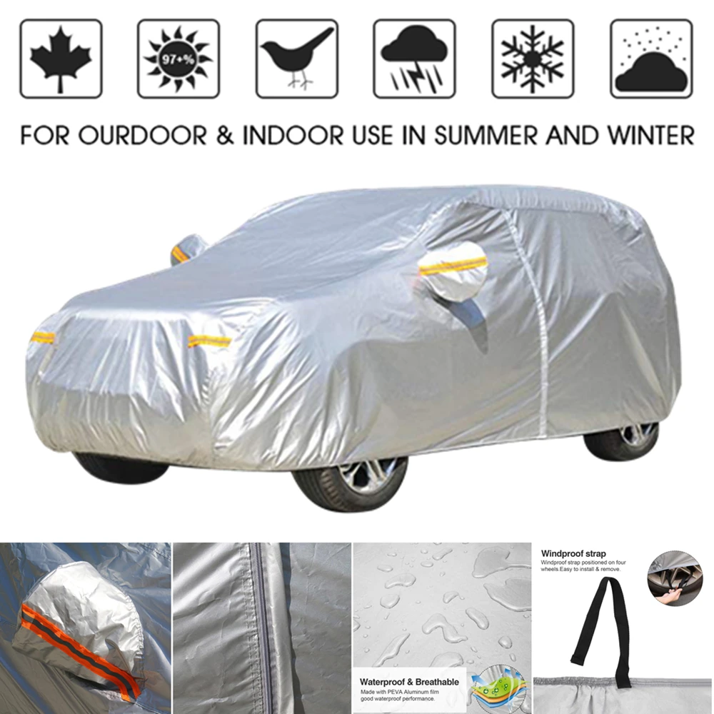 Beste Waterdichte Auto Stofkap Regen Stome Uv Sneeuw Zon Bescherming Covers Jas Hatchback Sedan Suv Outdoor Indoor Reflector Rits D45