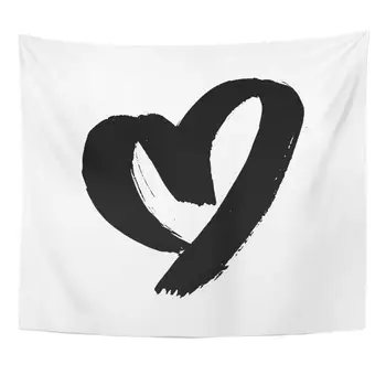 

Pink Heart Paint Brush for Valentines Day Drawing Marker Felt Tip Pen on White Wedding Birthday Love Tapestry Home Decor