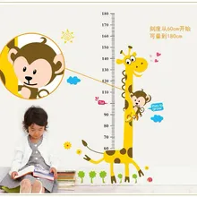 Лидер продаж съемный наклейки на стену для детей Детская комната декоративная картина с изображением нарисованного жирафа наклейки для измерения роста [AY831]