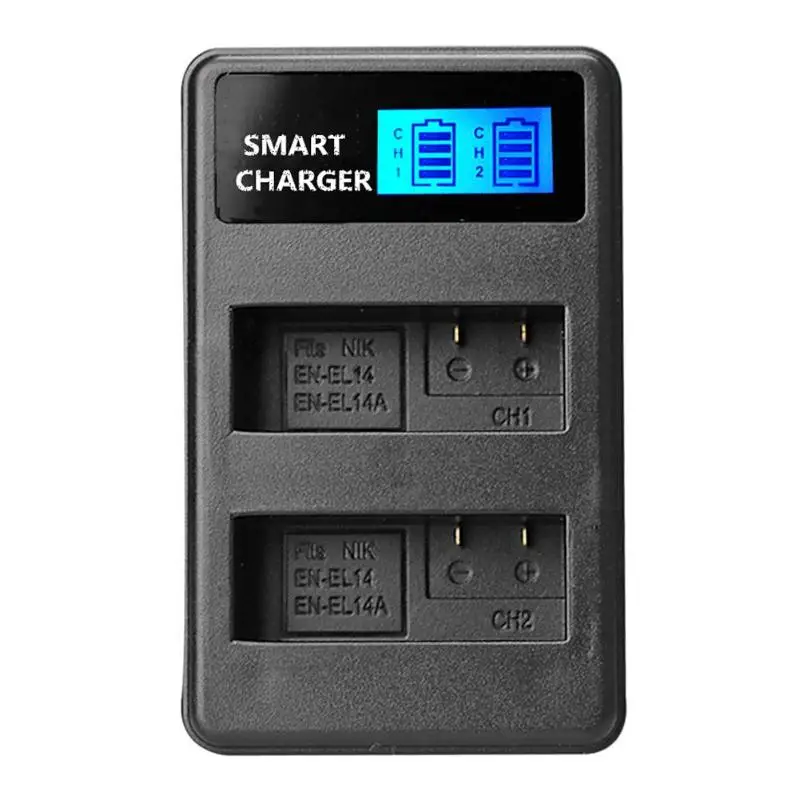 

EN-EL14 EN-EL14A LCD Display Dual Port USB Battery Charger for Nikon P7800