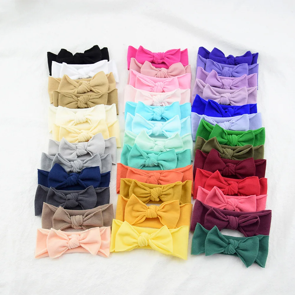 37pc/lot Colorful Baby Bow Nylon Headband Newborn Super Soft Nylon Bows Headbands for Children Girls Head wraps Hair Accessories autumn winter baby kids short boots super warm girls boys shoes pu leather children boots fashion toddler boots kids snow shoes