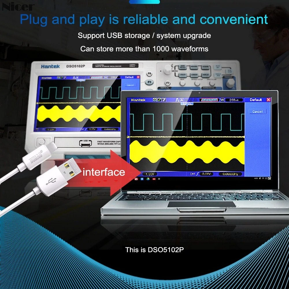 Hantek DSO5102P USB цифровой осциллограф 2 канала 100 МГц 1GSa/s