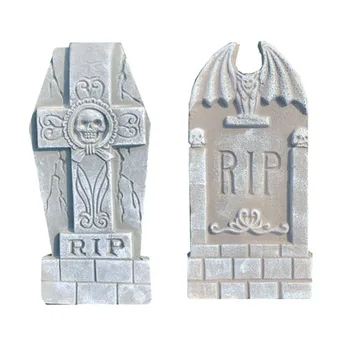 

2 Pcs Halloween Gravestone Foam Tombstone Figurine Haunted House Decor