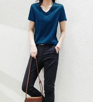 

A242-2020 summer new Korean short bottoming shirt net red slim slimming solid color short-sleeved T-shirt female