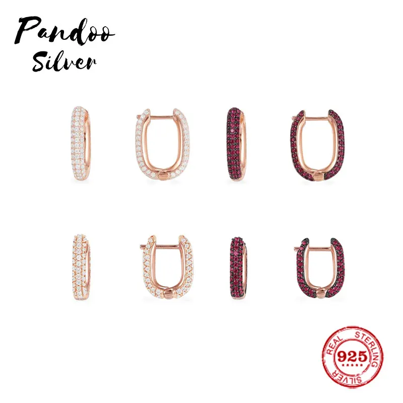 Fashion Charm Sterling Silver Copy 1:1 Replica,White and Burgundy Rectangle Hoop Earrings In Pair Women Monaco Jewelry Gift