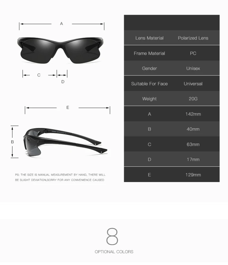 DUBERY Sport Style Polarized Sunglasses Men Travel& Fishing Half Frame Sun Glasses Photochromic Lens UV Goggles KD104