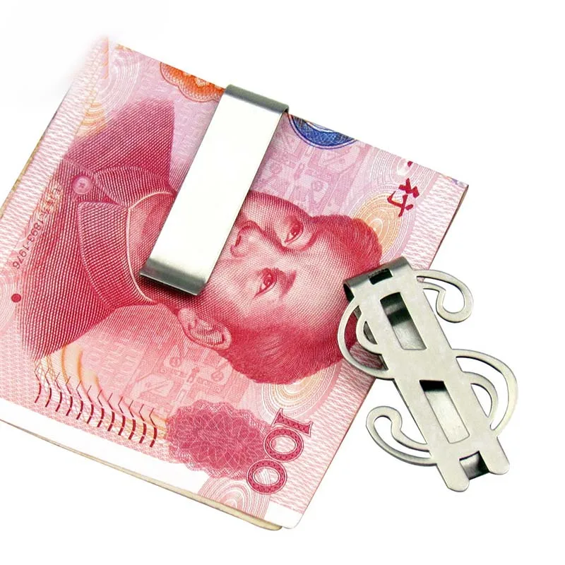 Dollar Sign Multifunction Metallic Money Clip Wallet Men High Quality Simple Gold Silver Cash Clamp Holder Wallet For Man Gift