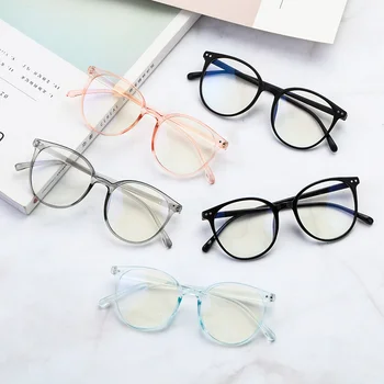 

Retro fashion round frame vision care glasses oversized anti-blue glasses transparent frame office computer goggles