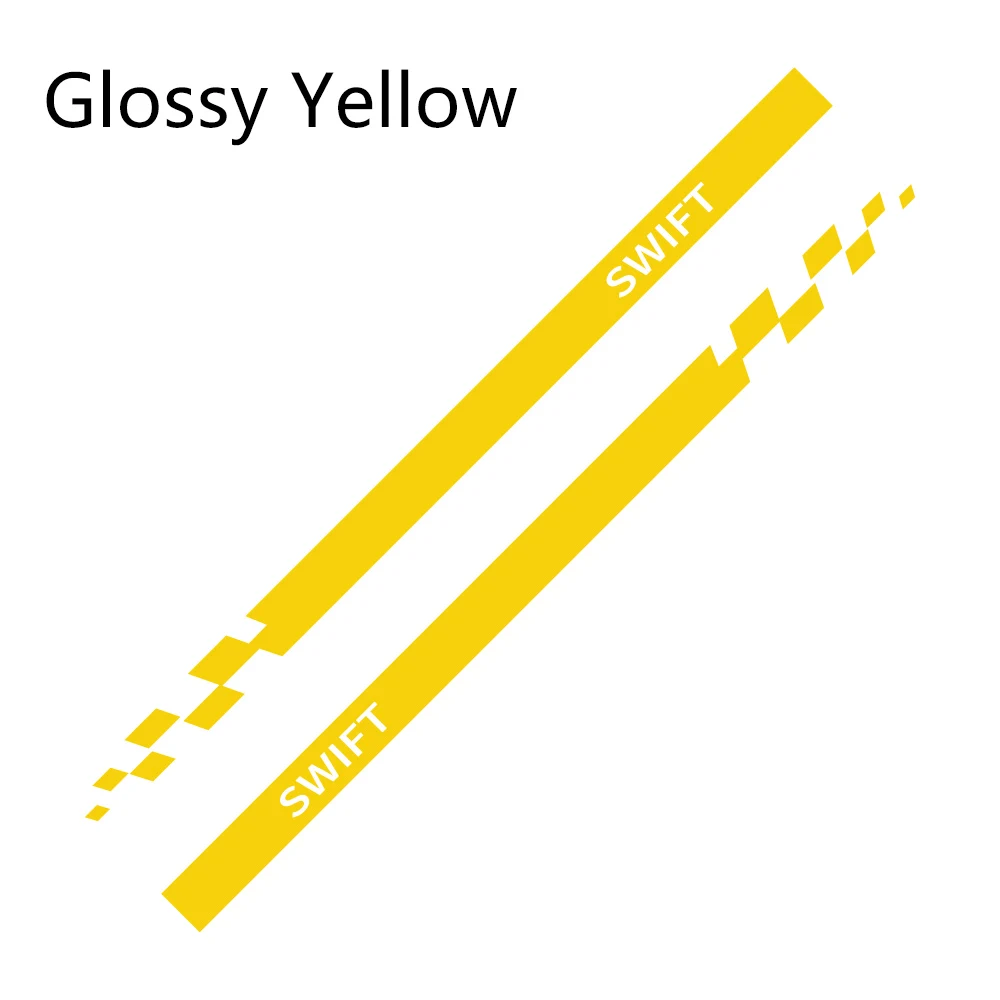 Glossy Yellow 2 шт. спортивные автомобильные дверные боковые юбки в полоску виниловые наклейки для автомобиля Стайлинг кузова Декор Наклейка для Suzuki Swift Пленительные автомобильные аксессуары - Название цвета: Glossy Yellow