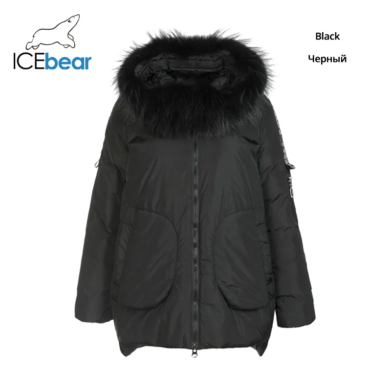 ICEbear зимний длинный женский пуховик модная теплая Женская куртка с капюшоном Брендовая женская одежда GN118125P - Цвет: G901