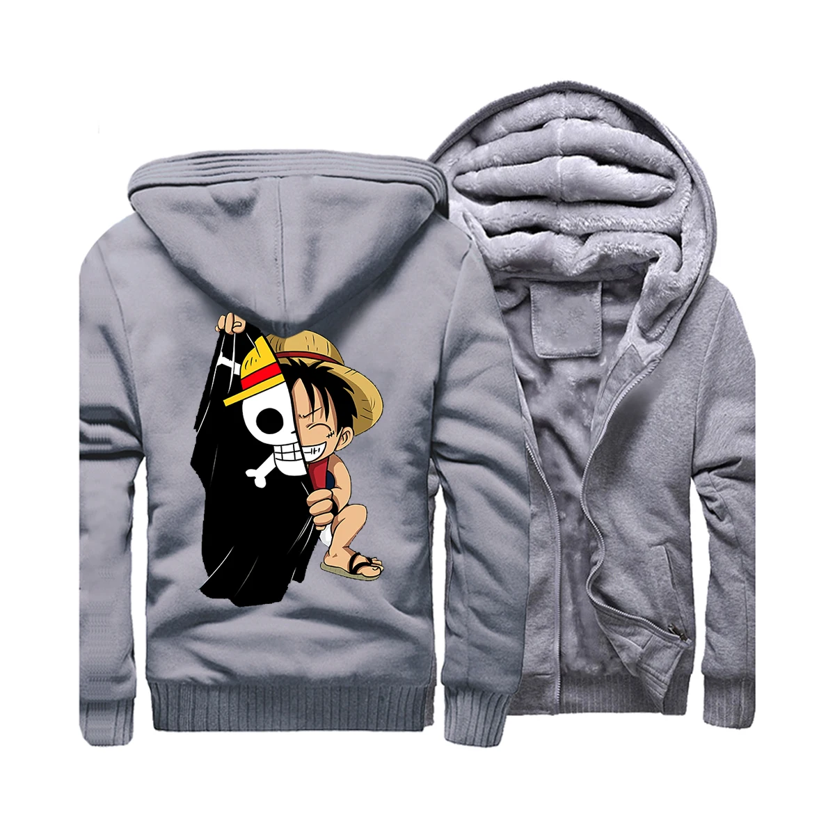 One Peice мужская куртка Обезьяна D Luffy толстовки Ainme принт толстые куртки хлопок зима теплый Harajuku Толстовка пальто уличная одежда