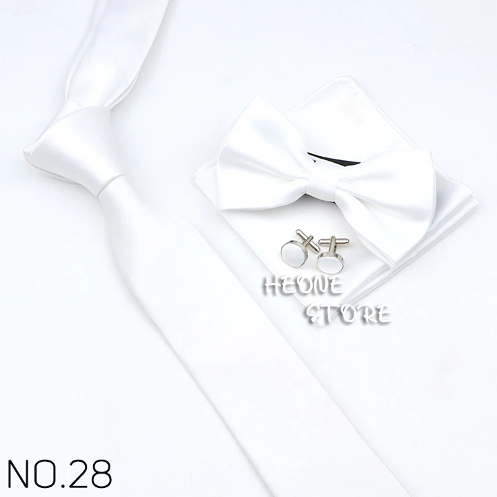 Neue Licht Einfarbige Krawatte Bowtie Set Herren Hohe Qualität Mode Schmetterling Blau Schwarz Rosa Krawatte Manschettenknöpfe Volle Set Krawatten geschenk – Detail 29