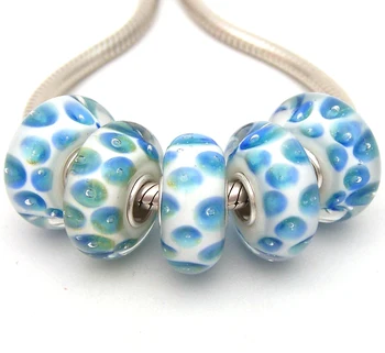 

JGWG2289 5X 100% Authenticity S925 Sterling Silver Beads Murano Glass beads Fit European Charms Bracelet diy jewelry Lampwork