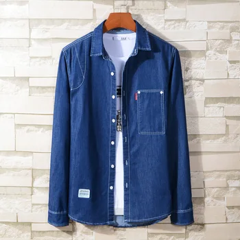 

Slavna Martinovic Men's New Denim Long Sleeve Slim Fashion Casual Shirt Coat Men Fashion Trend Clothes Denim Jacket Shirt