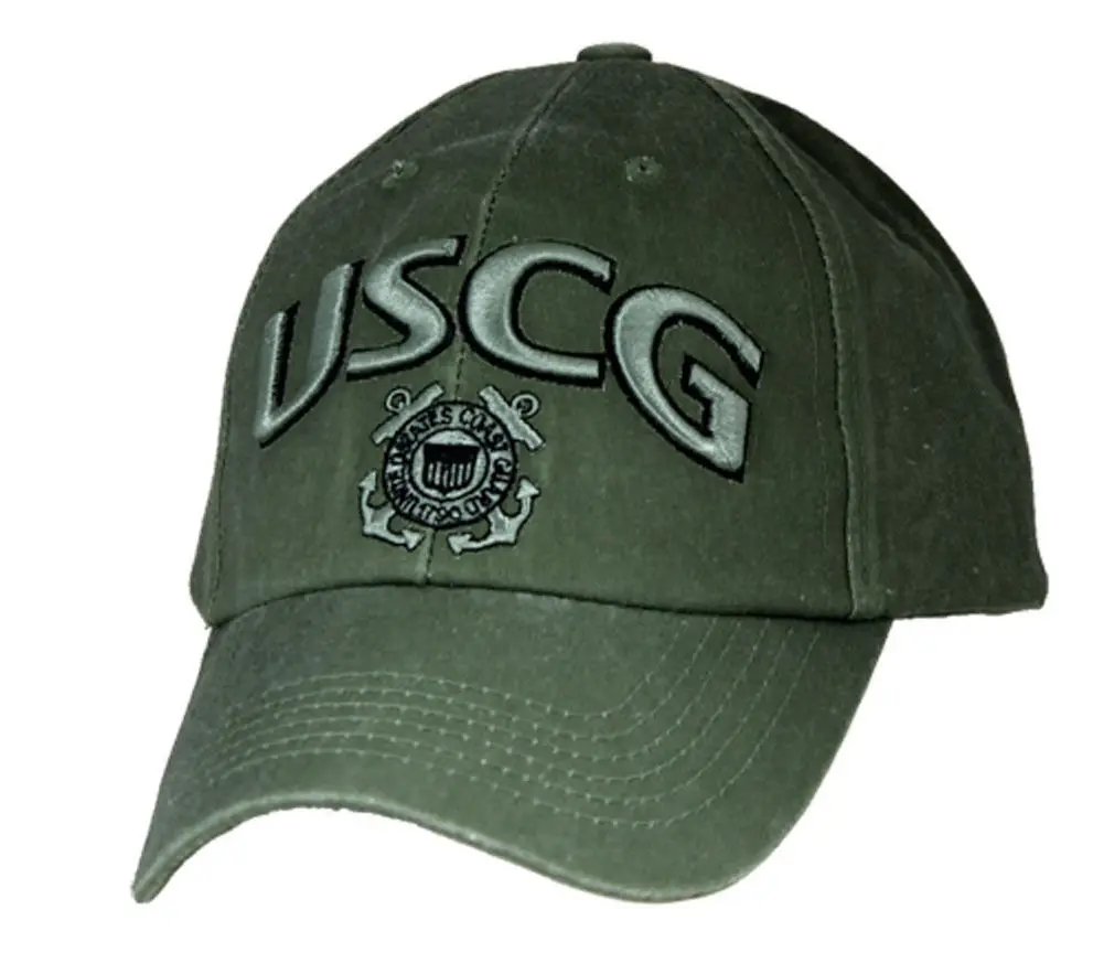Напечатанная USCG шляпа/U.S. Coast Guard OD Зеленая Бейсболка