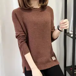 Осенний и зимний свитер с низким воротником, Женский пуловер, свободный, корейский стиль 2018, новый стиль, универсальный короткий базовый