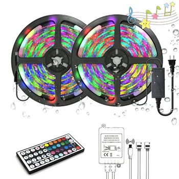 

32.8FT 10M RGB LED Strip Light 3528 SMD 44 Key Remote 12V DC Power Full Kit Tape US Plug
