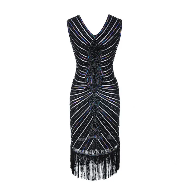 Women Gatsby Dress Geometric Sequins Mesh Patchwork Vintage Flapper 1920s Fringed Dress Bodycon Club Party Dresses Plus Size (5)