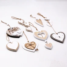 Nuevo estilo DIY artesanía colgante de madera corazón diseño para fiesta boda Día de San Valentín colgante ornamento nórdico Vintage creativo Deco