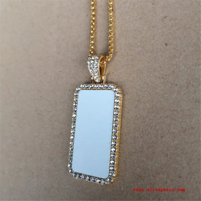 sublimation blank rectangle photo necklaces pendants Valentines Day gift hot tranfer printing consumable  10pcs/lot 3