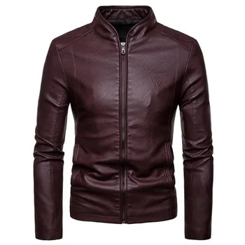 

2020 Men PU Leather Jacket Mens Leather Motorcycle Standing Collar Motorcycle Style Men's Leather Jackets Motorcycle Coat