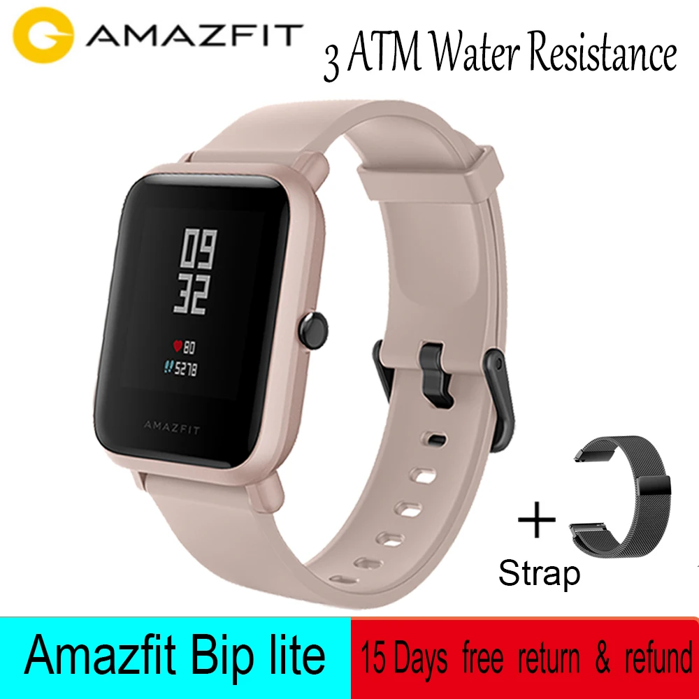 Умные часы Amazfit Bip Lite водонепроницаемые до 3 АТМ 45 дней автономной работы
