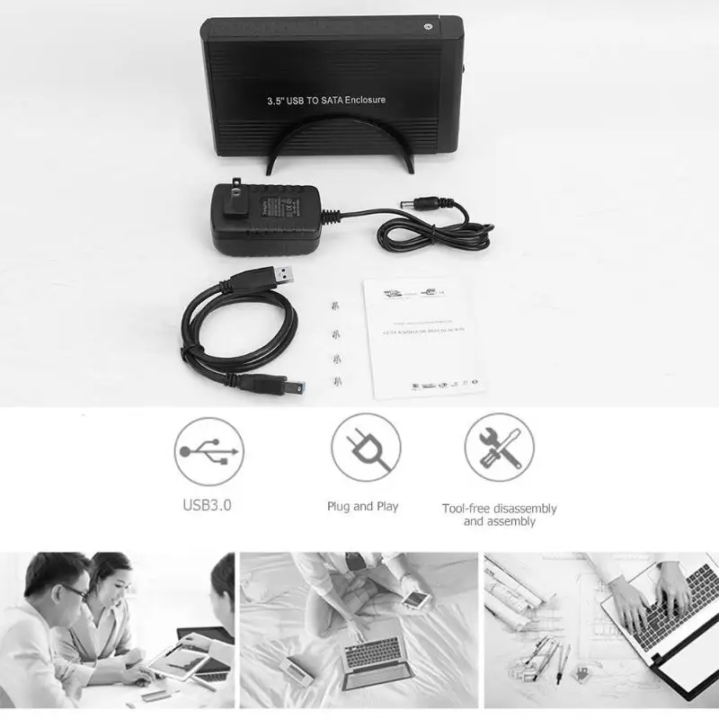 Vktech 3,5 дюймов жесткий диск чехол USB3.0 к usb type-B адаптер внешний корпус HDD для Windows98/ME/2000/XP/7. Linux2.4.x