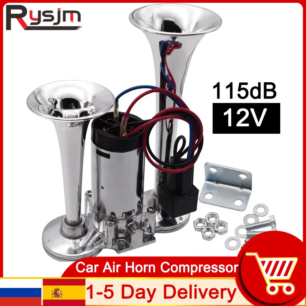 12V Auto Air Horn Kompressor 110-135dB Super Laut Dual Auto Trompete Zug  Leistungsstarke Durable Air Horn für Boot Zug fahrzeug lautsprecher -  AliExpress