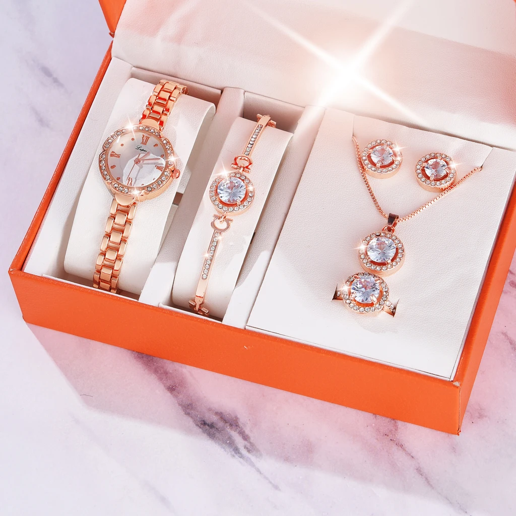 

Lvpai Brand 6PCS Luxury Women Dress Watches Set Fashion Bangle Bracelet Quartz Clock Ladies Wrist Watch Rose Gold Watches