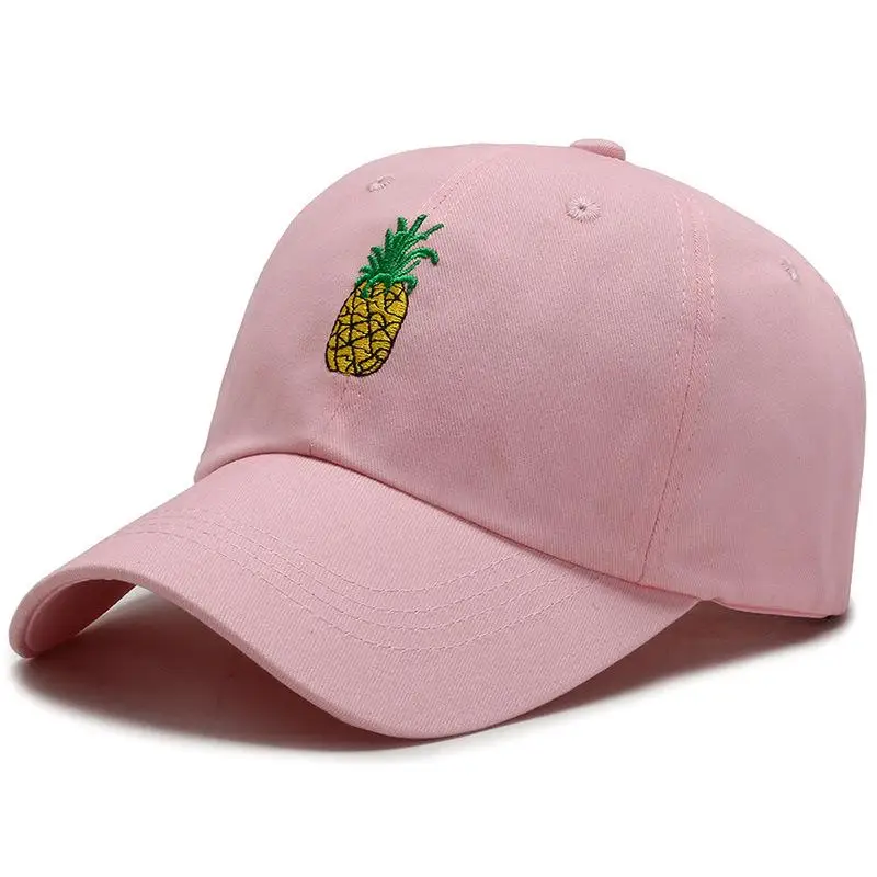 COKK бейсбольная кепка женская с вышивкой ананас хип-хоп Snapback шапки для мужчин и женщин хлопок Регулируемая корейская модная женская шапка - Цвет: Pink