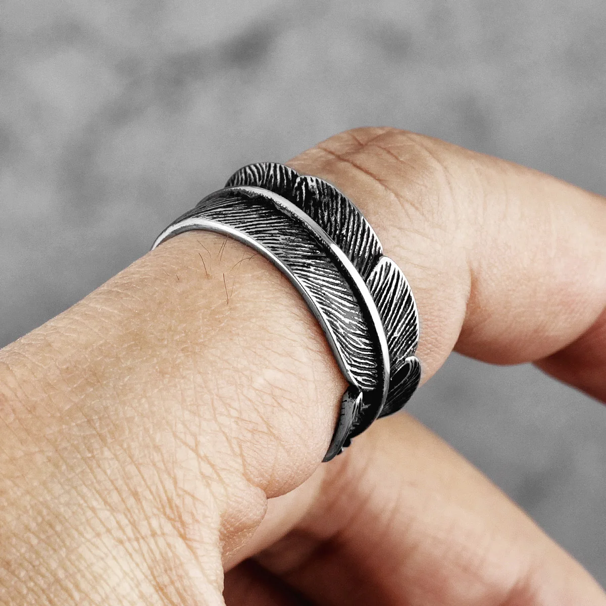 Indian Eagle Feathers Stainless Steel Mens Rings Unique Punk Hip Hop Cool for Male Boyfriend Jewelry Creativity Gift Wholesale 3