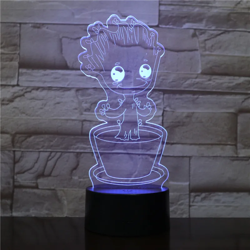 3D лампа фильм Marvel стражи Галактики Groot для украшения гостиной сенсорный датчик красочный Usbled ночник лампа
