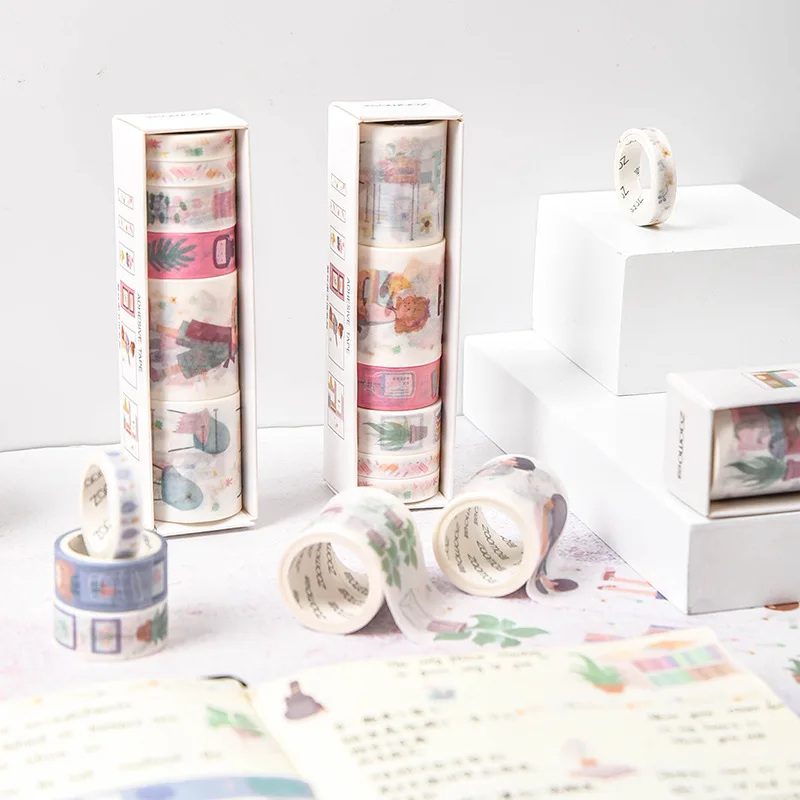 

Creative Cute Solution library Washi Tape Set Diary DIY Adhesive Masking Tape Scrapbooking Stickers Stationary Supplies 024093