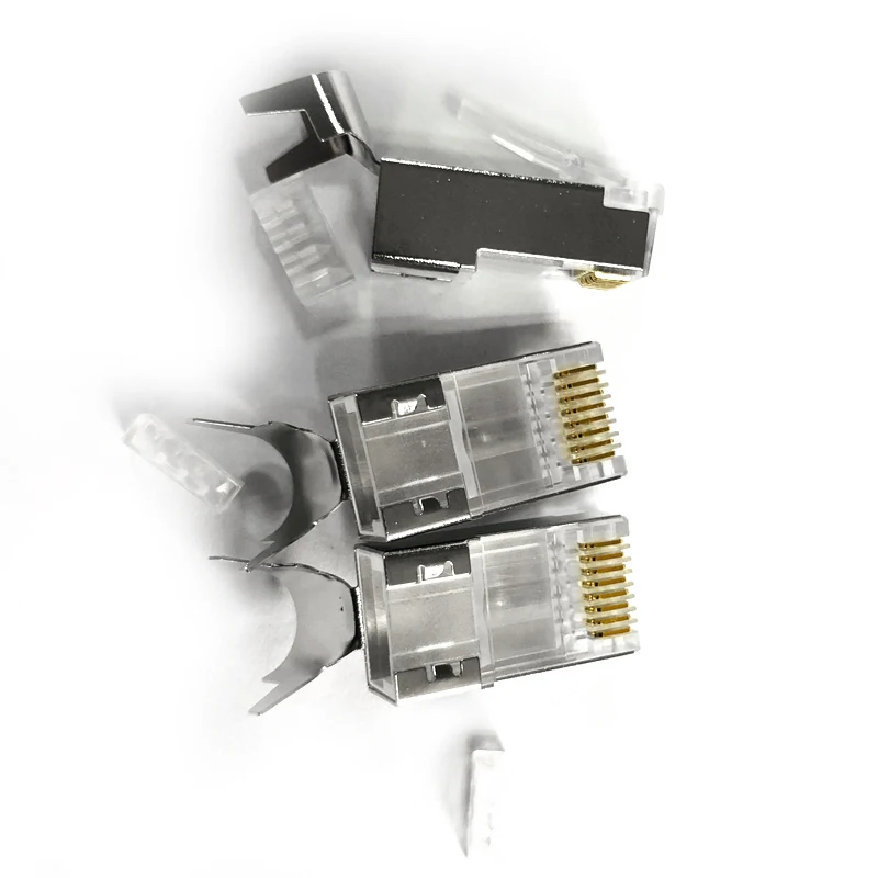 RJ45 Connector Cat6a Cat7 RJ45 Plug Shield FTP 8P8C Network Connector 2 4 6pcs 4