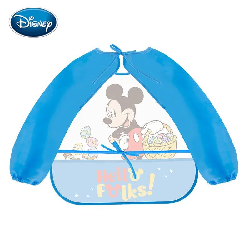 Disney милые детские нагрудники водонепроницаемый, с длинными рукавами Микки Минни мультфильм нагрудник для кормления с карманом Детский фартук