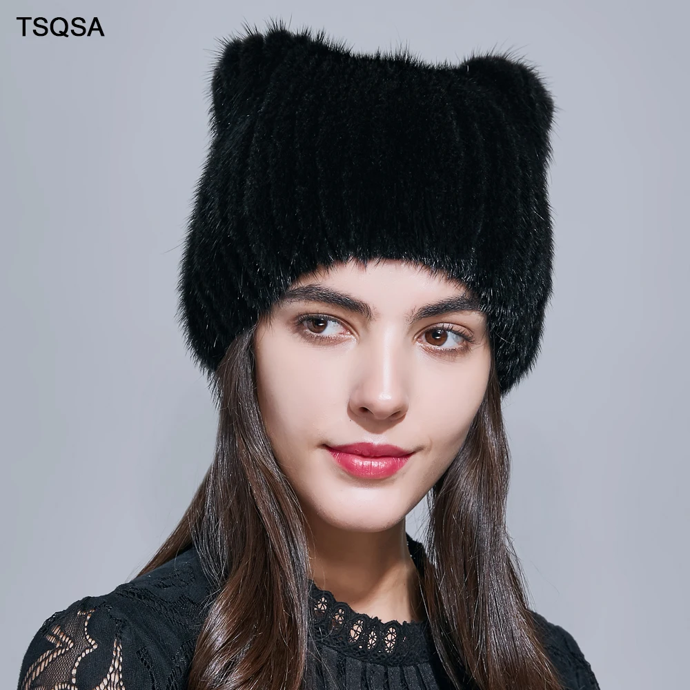 TSQSA 2019 новый зимний помпон из натурального меха шапки бини модные новые женские