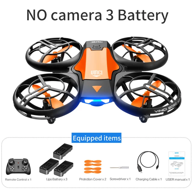 2021 NEW Quadcopter V8 drone 4k profesional 1080P 480P HD Camera WiFi Fpv Air Pressure Altitude Hold Black RC Drone Toy no camera Yellow 3B