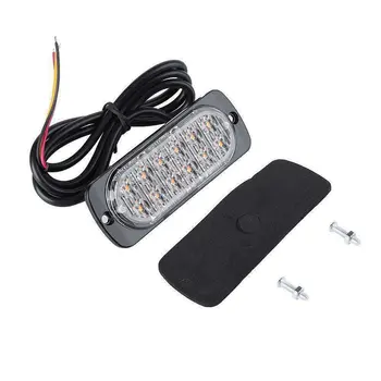 

4pcs 12 Strobe Led Amber Hazard Beacon Emergency Flashing Side Marker Light Bars Turn Signal Light Brake Light