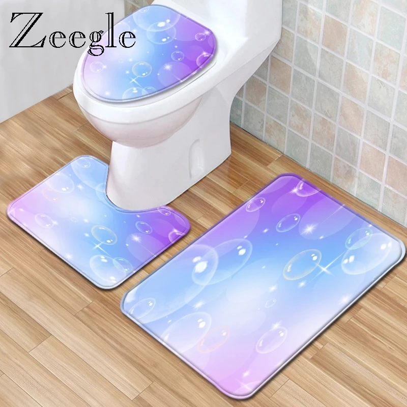 Zeegle Bath Mat Bathroom Mat Set Lid Toilet Cover Absorption Toilet Rug Shower Room Anti-slip Foot Rug Dustproof Toilet Soft Rug