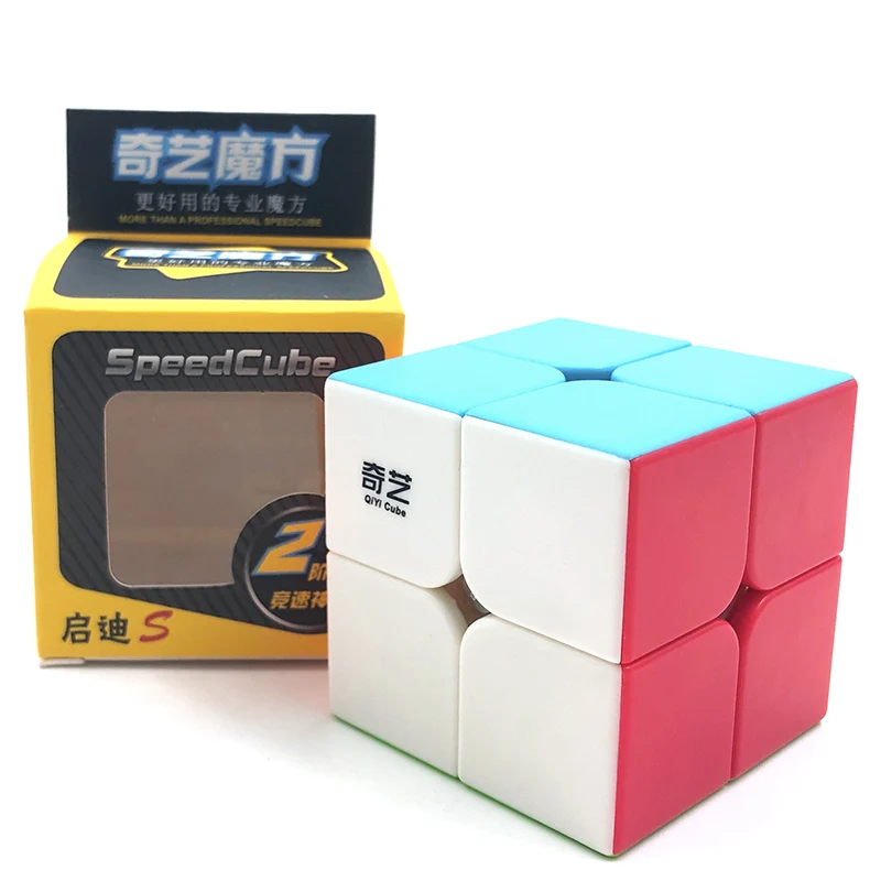 QiYi Профессиональный Скорость Cube 2x2x2 для игрушка-головоломка антистрессовый куб Neo Cubo Magico Стикеры для детей раннего образования деревянная игрушка - Цвет: Color