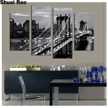

DIY 5D Full square round Diamond Painting Cross Stitch Diamond Embroidery Brooklyn Bridge In New York rhinestones Diamond Mosaic