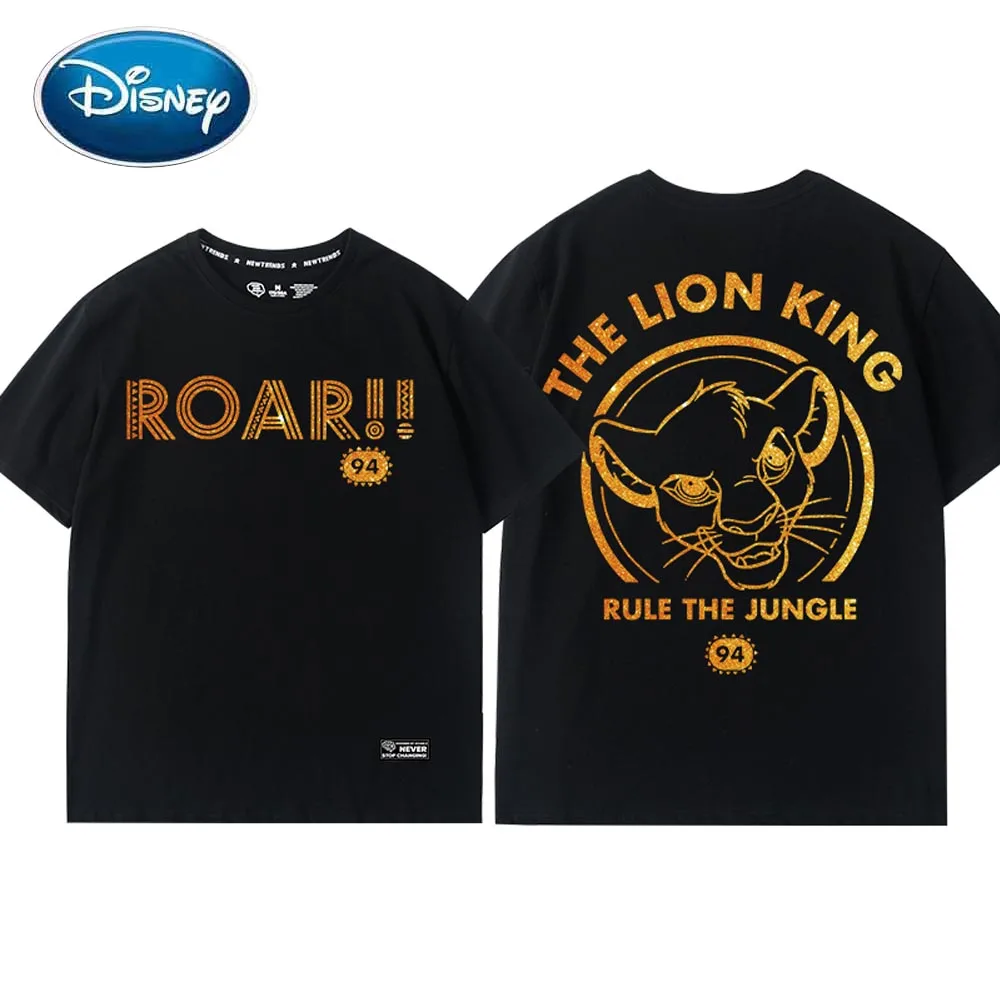 

Disney SIMBA The Lion King of the Jungle Letter Cartoon Print O-Neck Short Sleeve T-Shirt Chic Fashion Women Tee Tops 5 Colors