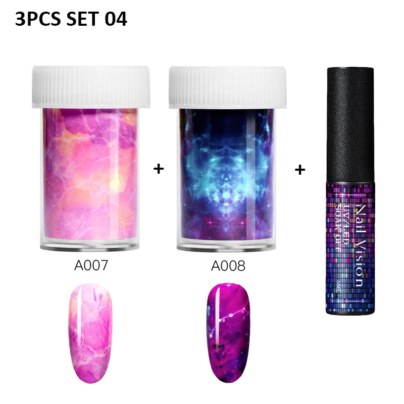 Nail Vision Фольга для ногтей Клей переводной гель-клей Звездный бумажный принт фольга s обертывания Переводные картинки Набор лаков УФ Гель-лак для ногтей лак - Цвет: ZH07192